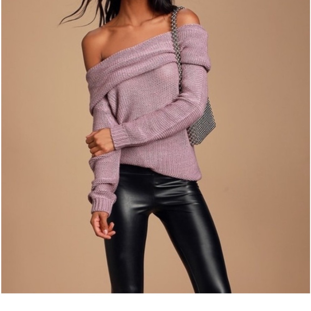 Lulu's Off-Shoulder Mauve Sweater